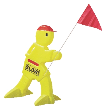Picture of yellow man holding a flag